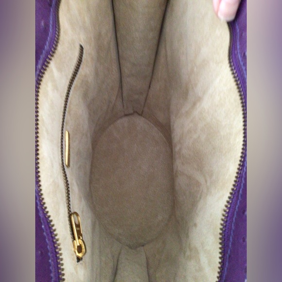 New - RARE Purple Ostrich Leather Tote Shoulder Purse Medium. - Picture 4 of 5